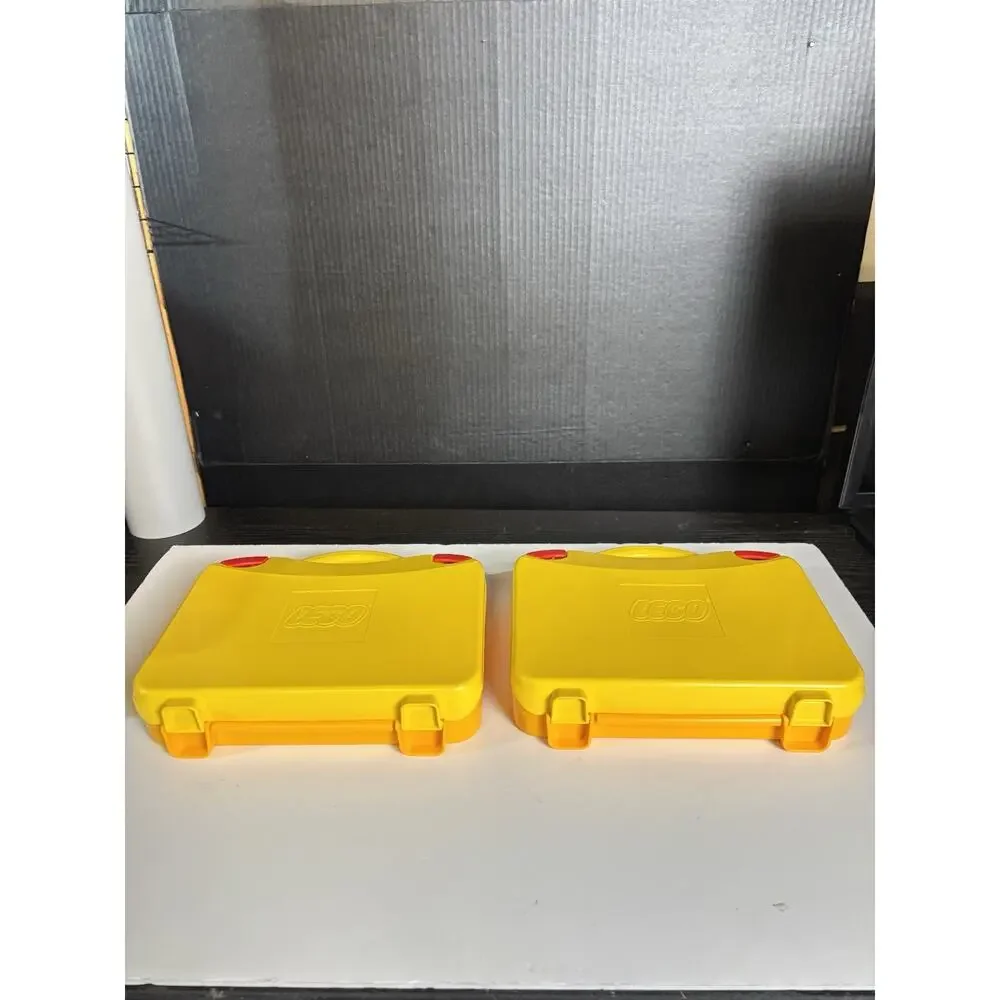 LEGO Set of 2 Storage Carrying Cases Yellow & Orange Adjustable Dividers VG Cond